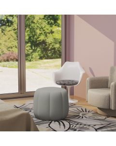 Puff Moderno Soft Flor D23 para Decoração Sala de Estar - Veludo Cinza