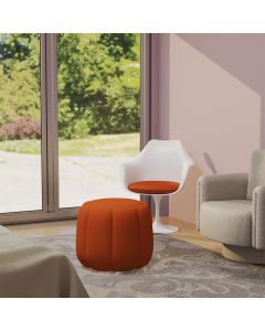 Puff Moderno Soft Flor D23 para Decoração Sala de Estar - Veludo Ferrugem Terra